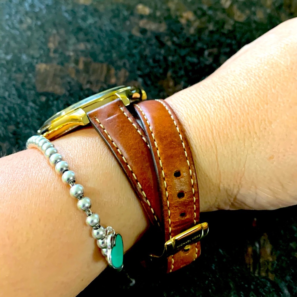 Michael Kors leather double strap watch